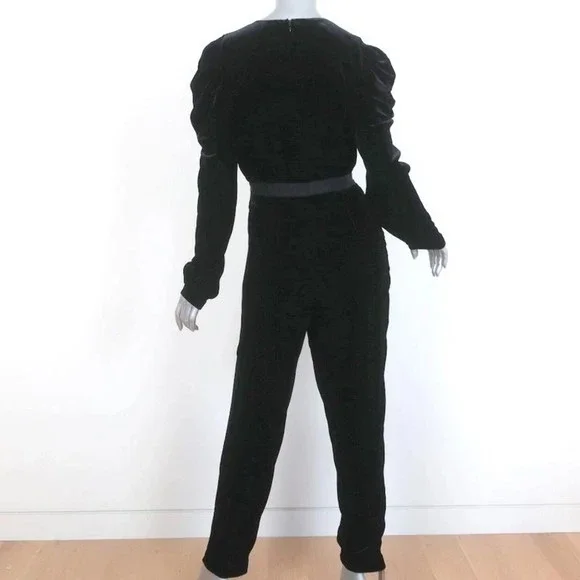 Ulla Johnson Jumpsuit Sabine Black Velvet Size 6 Long Sleeve V-Neck NEW - Picture 5 of 8